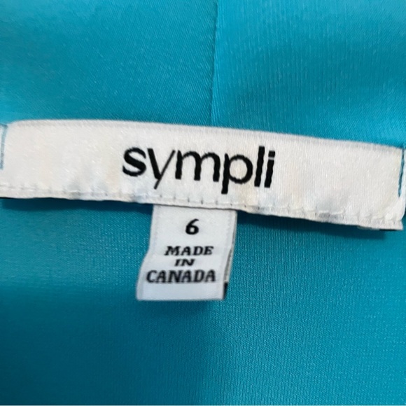 Sympli NWT Sz.6 Deep V Top Short Sleeve Teal Jersey Knit Lagenlook Summer - Picture 7 of 9